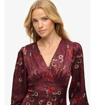 Superdry Vestido Jacquard granate
