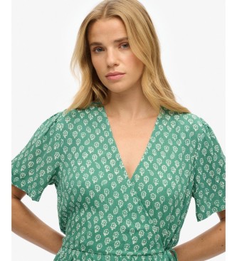 Superdry Vestido Wrap verde