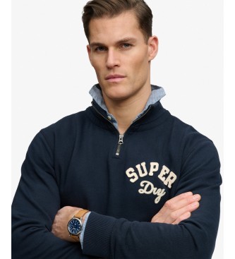 Superdry Moletom Vintage Athletic Half Zip azul