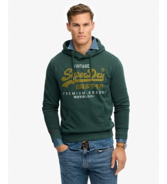 Superdry Sudadera con capucha Vintage Logo verde