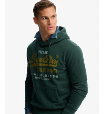 Superdry Sudadera con capucha Vintage Logo verde