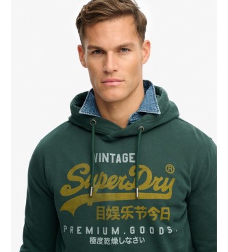 Superdry Sudadera con capucha Vintage Logo verde