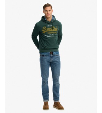Superdry Sudadera con capucha Vintage Logo verde