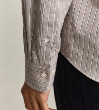 Gant Chemise en flanelle à rayures marron