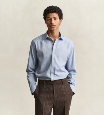 Gant Chemise en Flanelle Chinée Bleue