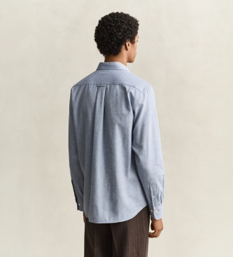 Gant Chemise en Flanelle Chinée Bleue