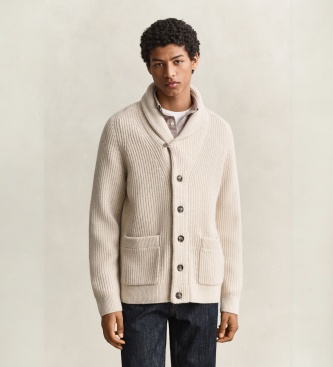 Gant Beige geribbelde cardigan