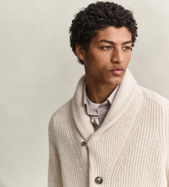 Gant Beige geribbelde cardigan
