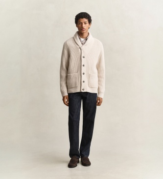 Gant Beige geribbelde cardigan