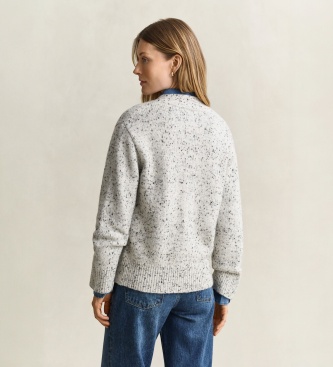 Gant Strickjacke aus Wollmischung mit grauen Noppen
