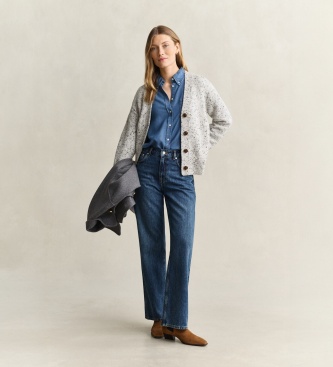 Gant Strickjacke aus Wollmischung mit grauen Noppen