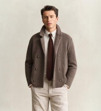 Gant Strickjacke im Blazer-Stil in Taupe