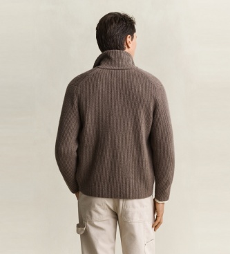 Gant Strickjacke im Blazer-Stil in Taupe