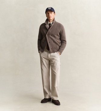 Gant Strickjacke im Blazer-Stil in Taupe