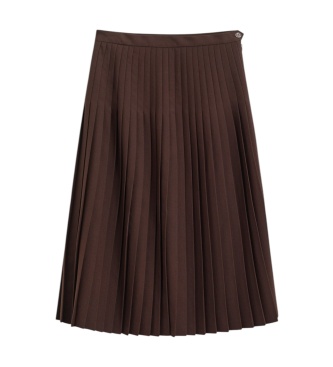 Gant Jupe midi plissée marron