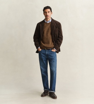 Gant Trui met ronde hals, wolmix met alpaca, bruin