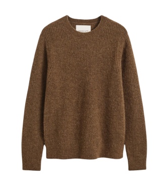 Gant Trui met ronde hals, wolmix met alpaca, bruin