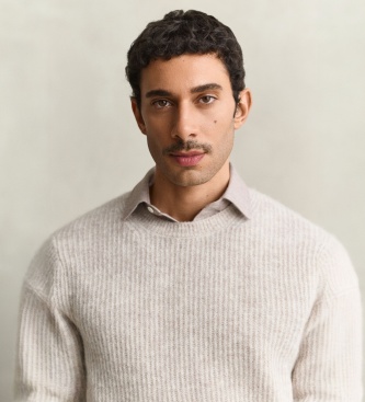 Gant Trui met ronde hals, wolmix met alpaca, beige