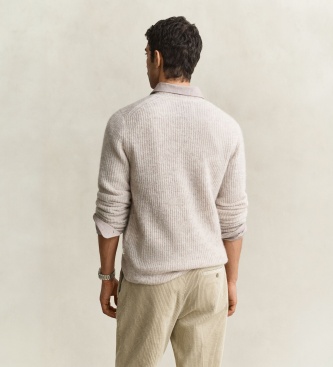 Gant Trui met ronde hals, wolmix met alpaca, beige