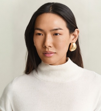 Gant Maglione di lana collo alto beige