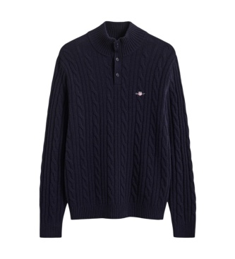 Gant Gebreide trui met kabelpatroon en halve knopenrij in marineblauw