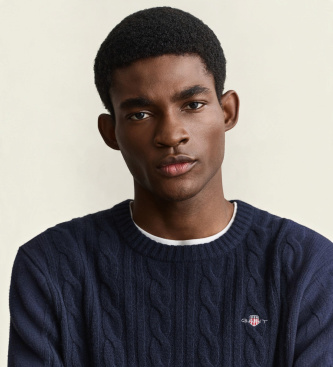 Gant Marineblauwe kabelbreisweater