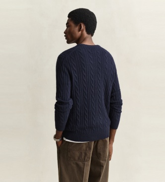 Gant Marineblauwe kabelbreisweater