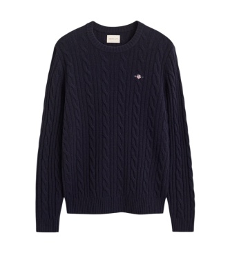 Gant Marineblauwe kabelbreisweater