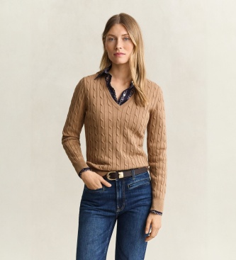 Gant Maglione in maglia a trecce verde kaki
