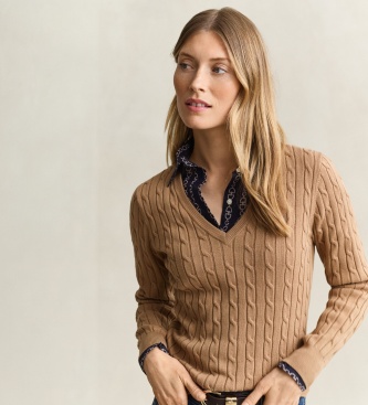 Gant Maglione in maglia a trecce verde kaki