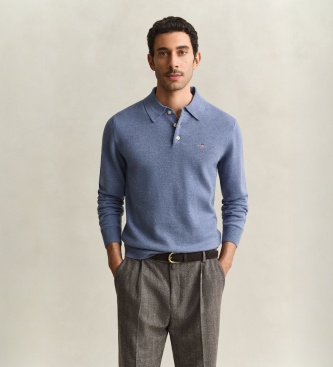 Gant Blauwe wollen poloshirt
