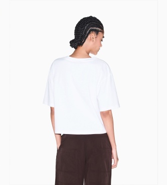 A|X Armani Exchange White cropped V-neck t-shirt