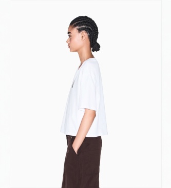 A|X Armani Exchange White cropped V-neck t-shirt
