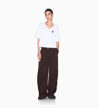 A|X Armani Exchange White cropped V-neck t-shirt