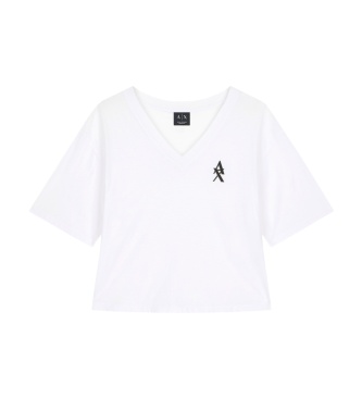 A|X Armani Exchange White cropped V-neck t-shirt