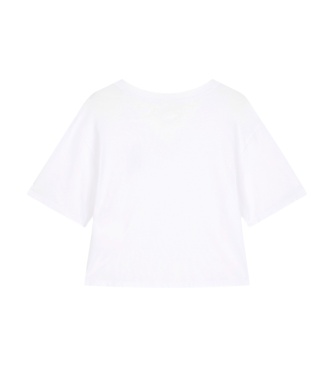 A|X Armani Exchange White cropped V-neck t-shirt