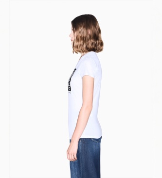 A|X Armani Exchange T-shirt med v-hals og logo, hvid