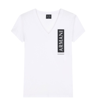 A|X Armani Exchange T-shirt med v-hals og logo, hvid