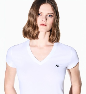 A|X Armani Exchange T-shirt med v-hals, hvid