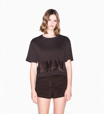 A|X Armani Exchange Camiseta cropped marrón
