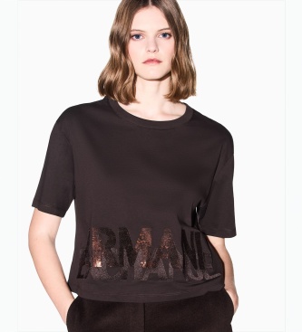 A|X Armani Exchange Camiseta cropped marrón