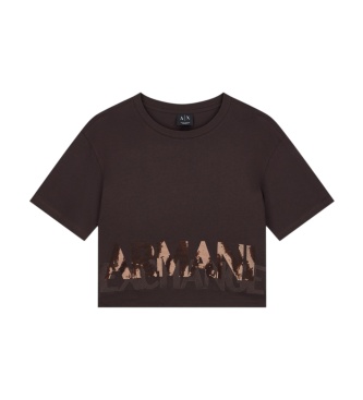 A|X Armani Exchange Camiseta cropped marrón