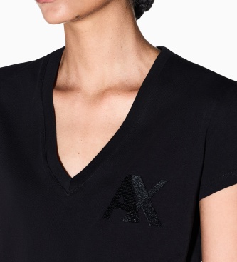 A|X Armani Exchange Camisa de malha de algodão de corte slim preta