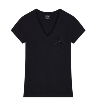 A|X Armani Exchange Camisa de malha de algodão de corte slim preta