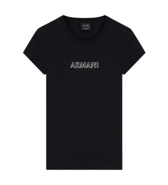 A|X Armani Exchange Camiseta Up For Party con pedrería negro