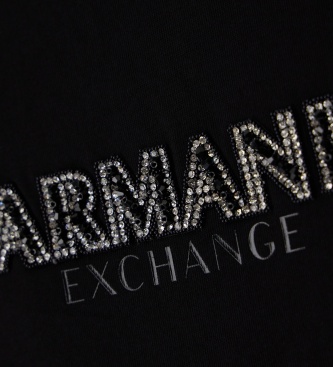 A|X Armani Exchange Camiseta Up For Party con pedrería negro