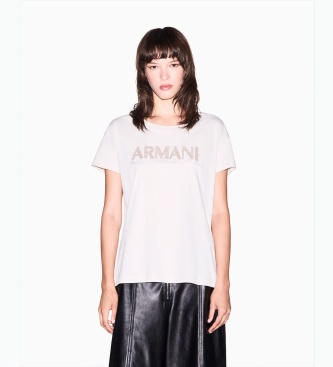 A|X Armani Exchange Camiseta oversize de malha com logótipo rosa