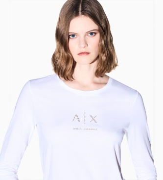 A|X Armani Exchange Hvid bomuldstrøje i regular fit