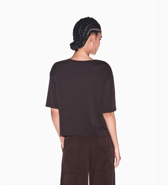A|X Armani Exchange Brown V-neck cropped t-shirt