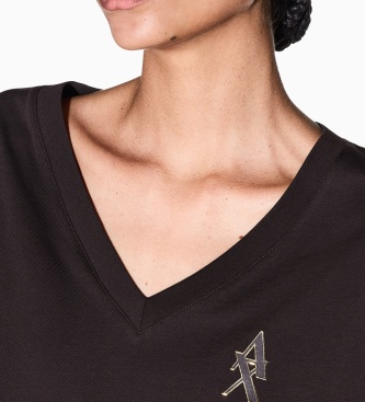 A|X Armani Exchange Brown V-neck cropped t-shirt